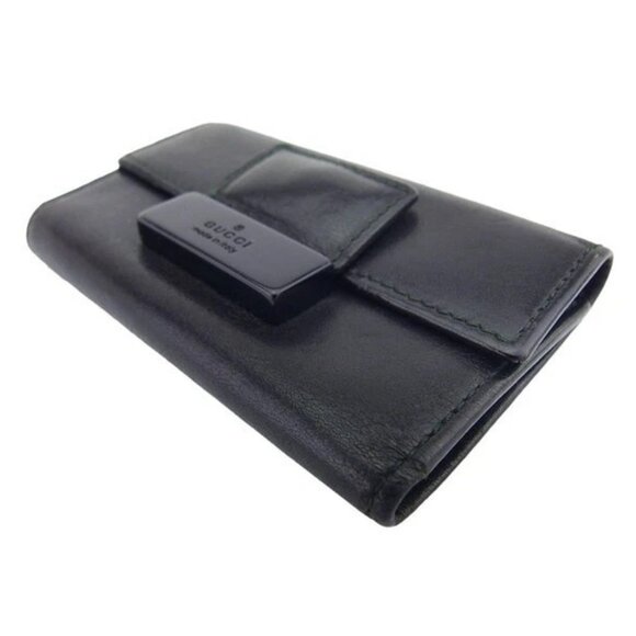 GUCCI Key Case Logo Plate Leather Authentic Used - Picture 3 of 7